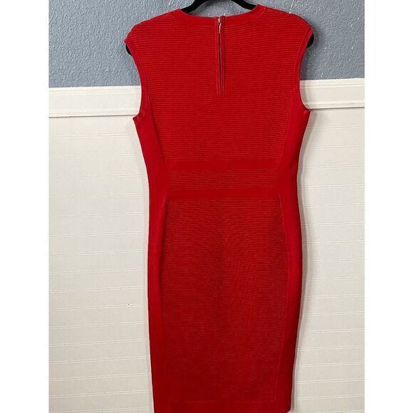 Karen Millen Women's Crew Neck Sleeveless Sheath Dress Red - Picture 4 of 11